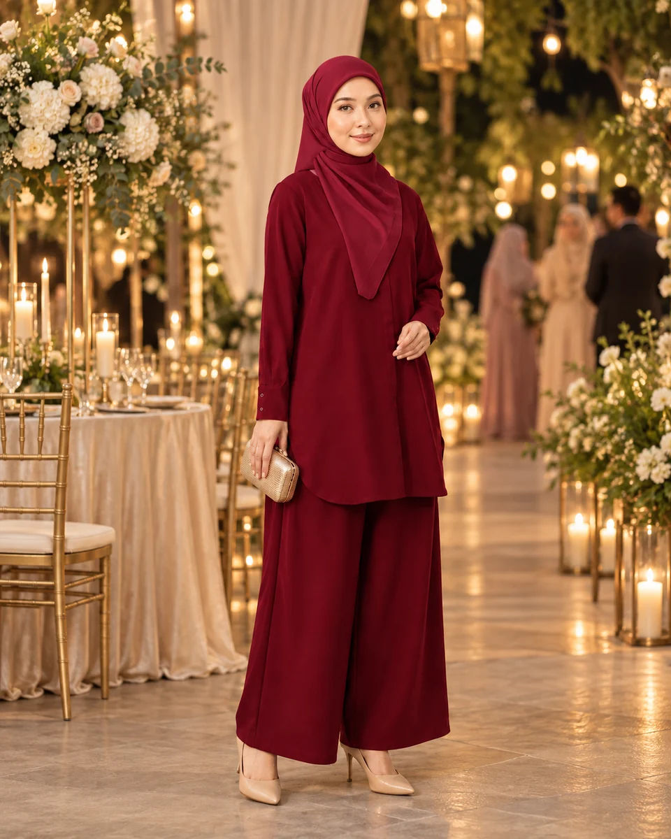 Set Elora Wine Red untuk acara malam